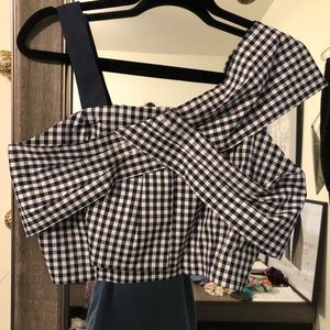 Blue and white crop top